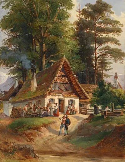 Dorfschenke by Johann Nepomuk Passini, 1865 — digital art print download