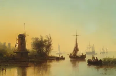 Устье Мааса by Йозеф Карл Бертольд Пюттнер, 1859 — digital art print download