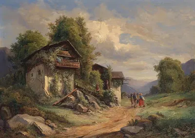 Сельская идиллия by Йозеф Хёгер, 1852 — digital art print download