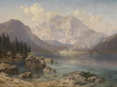 Передний Лангбат See с императорским охотничьим домом by Йозеф фон Шлёгль, 1897 — digital art print download
