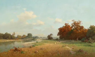 Ландшафт с овцами by Иосиф Виллойдер — digital art print download