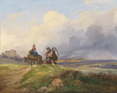 На обратном пути с полевых работ by Йозеф Альтенкопф, 1846 — digital art print download