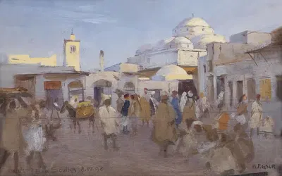 Уличная сцена в Сонке Туниса by Карл Фридрих Гсур, 1898 — digital art print download