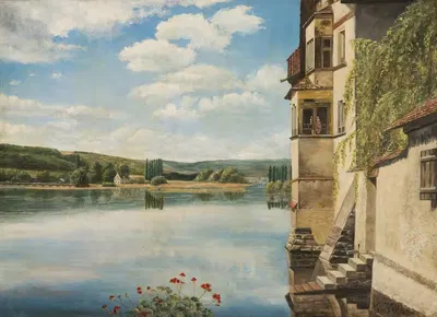 A Chateau by the Lake by Karl Vikas — digital art print download