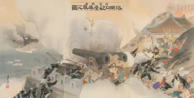 Китайско-японская война; Захват артиллерийской позиции в Порт-Артуре by Огада Гекко, 1894 — digital art print download