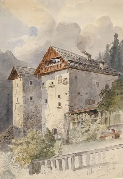 Старые дома в Халльштадте by Леопольд Мунш, 1848 — digital art print download