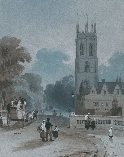 Magdalen Tower and Bridge, Oxford by Джордж Джонс — digital art print download