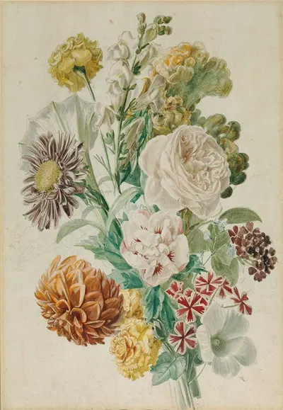 Blumenstrauß mit Rose und Dahlie by Leopold von Stoll, 1800-1820 — digital art print download