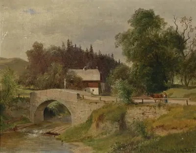 Крестьянский дом на Штайнбрук by Людвиг Халауска, 1875 — digital art print download