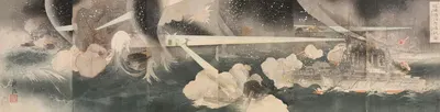 The Great Naval Battle outside the Harbor of Port Arthur by Ôkura Kôtô, 1904 — digital art print download