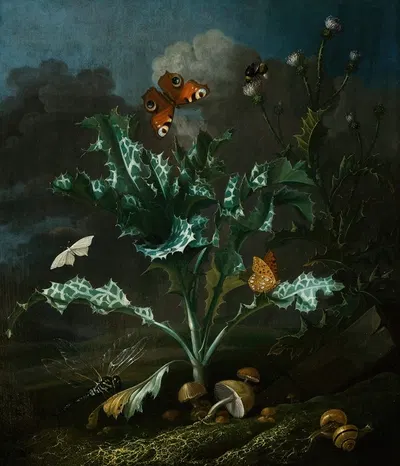 Thistles and Butterflies by Отто Марсейус ван Шрик — digital art print download