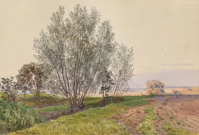 Поле и берег ручья by Людвиг Ханс Фишер — digital art print download
