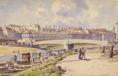 Рыбацкие лодки на Дунайском канале, Вена by Людвиг Ханс Фишер, 1855 — digital art print download