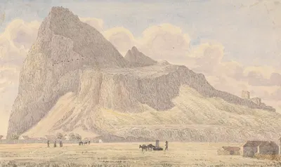 The Rock of Gibraltar, from the North Front Guard Room by Джордж Лотиан Холл, 1843 — digital art print download