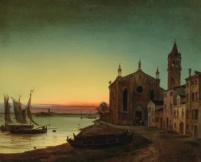 Санта-Марта в вечернем свете by Луиджи Кверена, 1859 — digital art print download