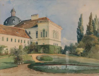 Schlosspark mit Springbrunnen by Marie Egner — digital art print download