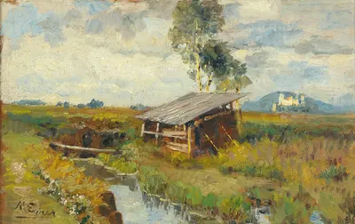 Summer in the Salzburg moors with a view of the fortress by Marie Egner — digital art print download