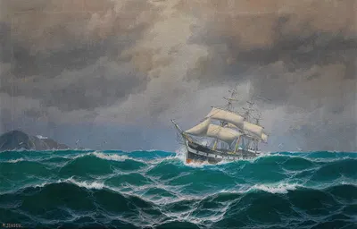 Трехмачтовик в открытом море by Макс Йенсен — digital art print download