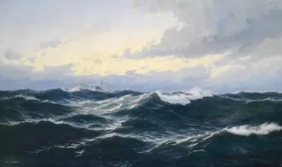 Морской пейзаж с пароходом by Макс Йенсен — digital art print download