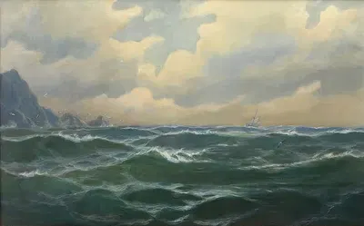 Неспокойное море у побережья by Макс Йенсен — digital art print download