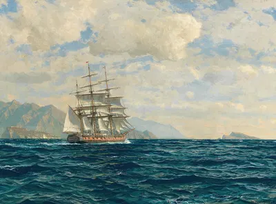 Three-Master in the Strait of Messina by Michael Zeno Diemer — digital art print download