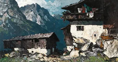 Bauernhof im Hochgebirge by Oskar Mulley — digital art print download