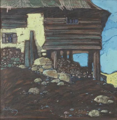 Горнофермерский дом пастель by Оскар Мулли — digital art print download