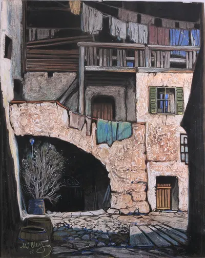 Внутренний двор by Оскар Мулли, 1920 — digital art print download