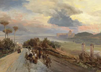 Виа Кассия под Римом by Освальд Ахенбах, 1878 — digital art print download