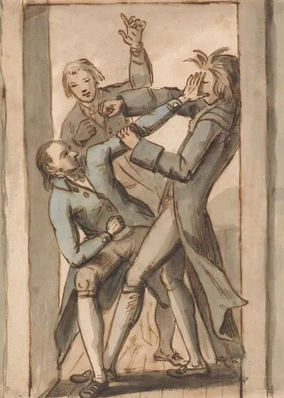 Haughton, Field and Shepheard Fighting by Джордж Шепхард — digital art print download