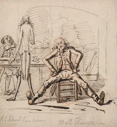 Three Men in a Room; Gilchrist Seated at a Table, Tom Adam standing, Seen from Behind, and Matt Haughton seated Legs…