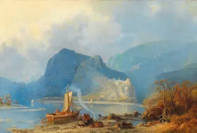 Mountain lake in the Caucasus by Пауль фон Франкен — digital art print download