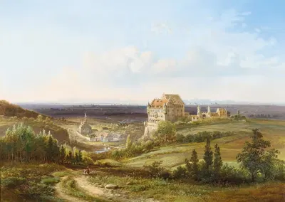 Вид на замок Хаунсхайм в районе Диллинген на Дунае by Питер Францискус Петерс — digital art print download