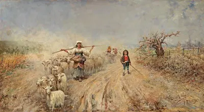 Возвращение стада by Рафаэль Сенет и Перес — digital art print download