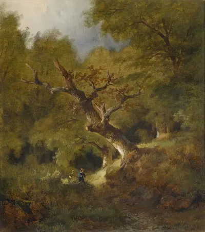 Лесной пейзаж с охотником by Ремигий Адрианус ван Хаанен, 1871 — digital art print download