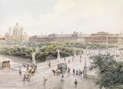 Вена, мост Элизабет by Ричард Мозер, 1911 — digital art print download