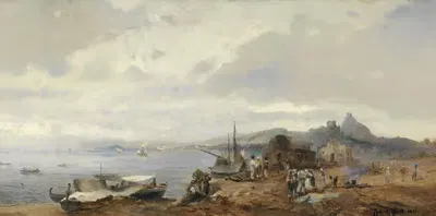 Рыбак на южноитальянском побережье by Роберт Аллот, 1880 — digital art print download