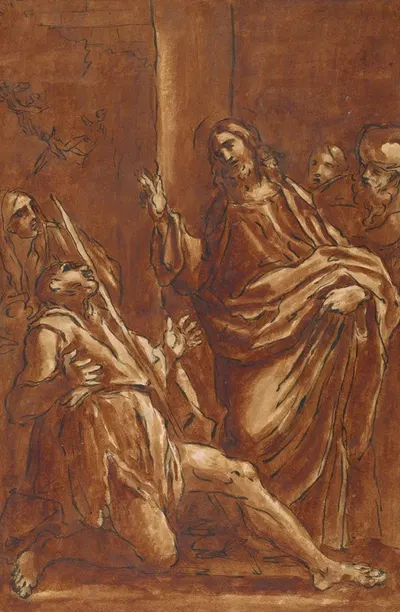 Christ Exorcising Devils from a Lame Man by Giacomo Cavedone — digital art print download