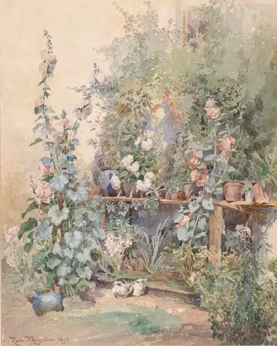 Садовые натюрморты с котятами by Роза Майредер, 1891 — digital art print download