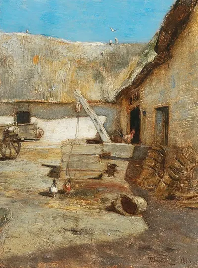 Куры во дворе фермерского дома by Рудольф Рибарц — digital art print download