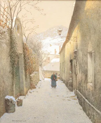 Заснеженная улочка by Рудольф Вебер, 1934 — digital art print download