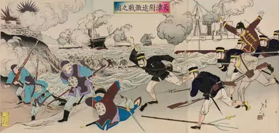 Fierce Battle in the Vicinity of Tianjin by Watanabe Nobukazu, 1900 — digital art print download