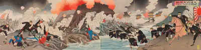 Great Fierce Battle at Jiuliancheng by Watanabe Nobukazu, 1904 — digital art print download