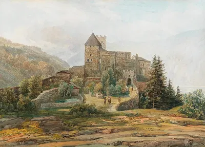 Trostburg Castle in the Eisack Valley in the South Tyrol by Thomas Ender — digital art print download