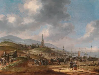 Ansicht des Strandes bei Scheveling by Thomas Heeremans, 1678 — digital art print download
