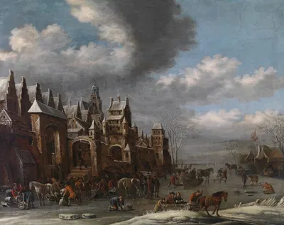 Winterlandschaft mit Eisläufern by Thomas Heeremans — digital art print download