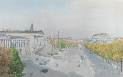 Ringstraße mit Parlament und Burgtheater by Thomas Leitner, 1940 — digital art print download