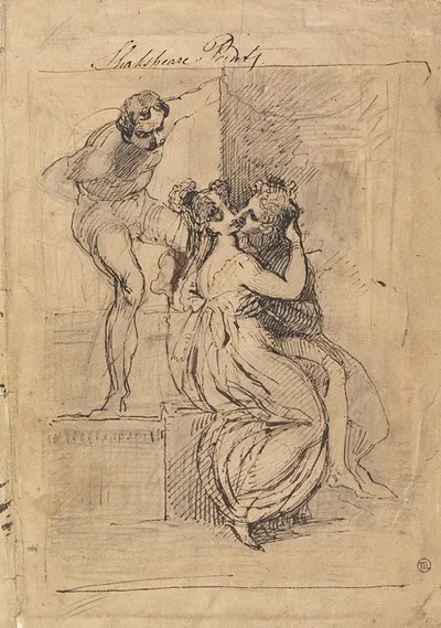 Figure Leaning over Stairs by Henry Fuseli, 1789 — digital art print download