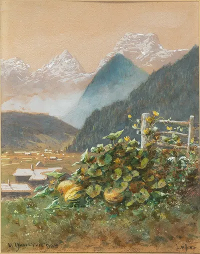 Lofer mit den Loferer Steinbergen by Vincenz Havlicek — digital art print download