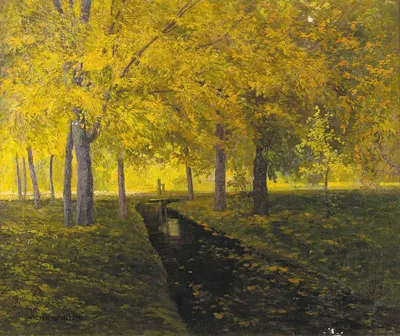 Река в осеннем лесу by Уолтер Штойцнер — digital art print download